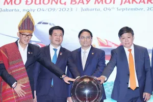 Thủ tướng Phạm Minh Chính chứng kiến công bố đường bay thẳng giữa Hà Nội và Jakarta của Vietjet